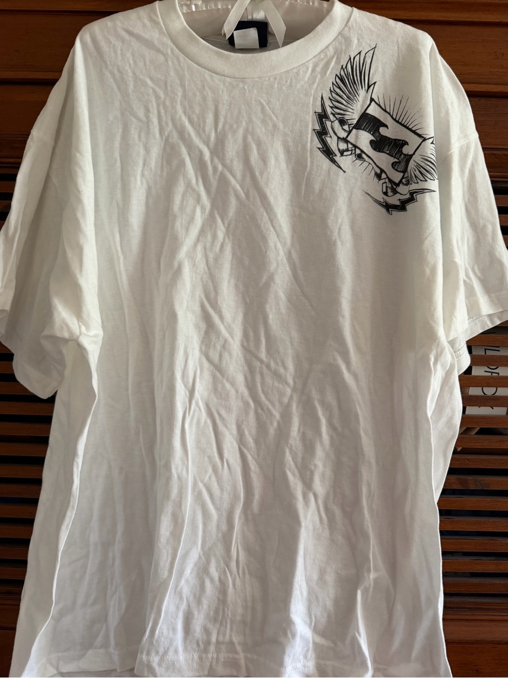Billabong White Short-Sleeve Tee with Black Wing Chest Graphic Accent